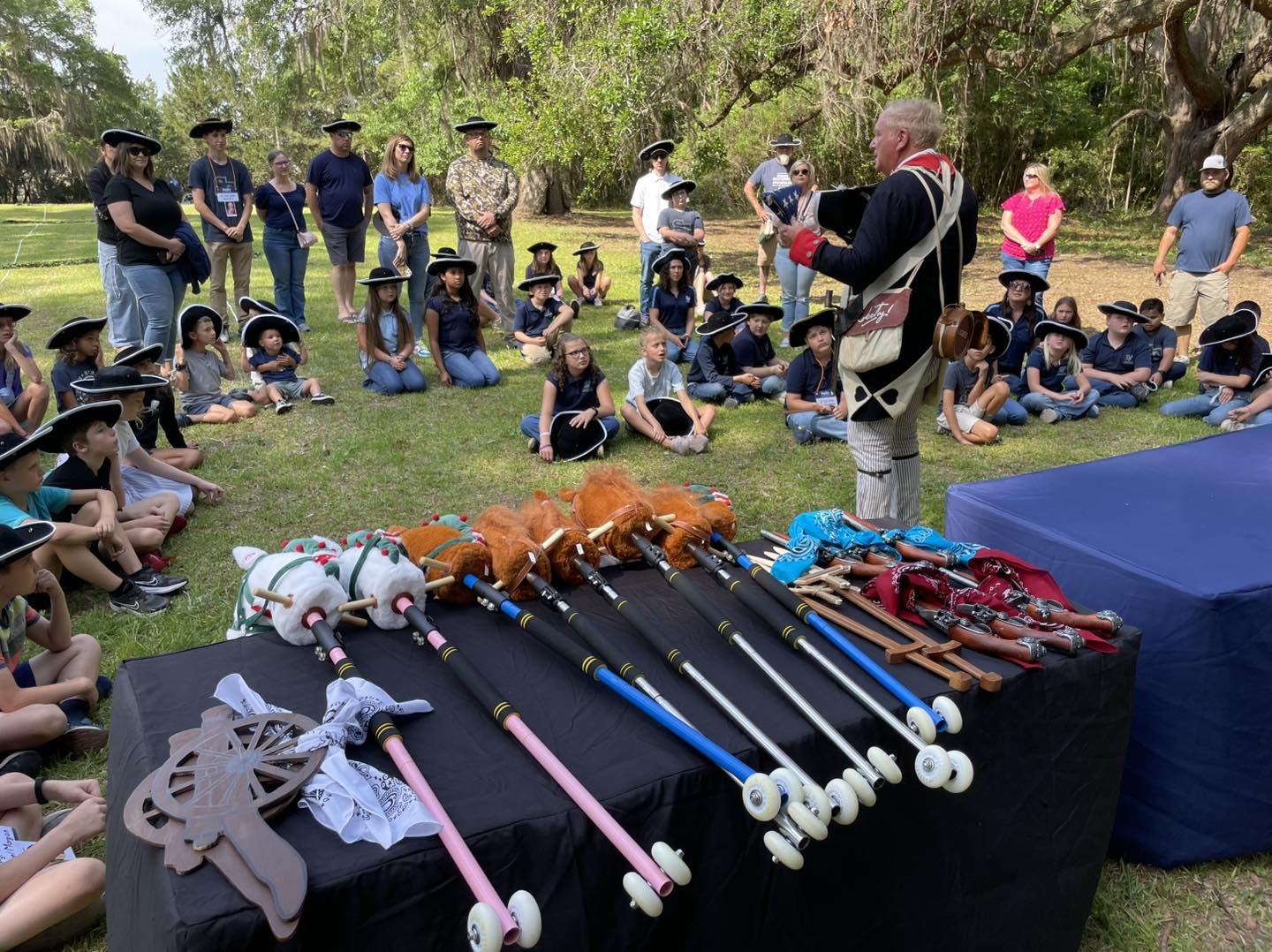 Students participating in hands-on Liberty Live history programming